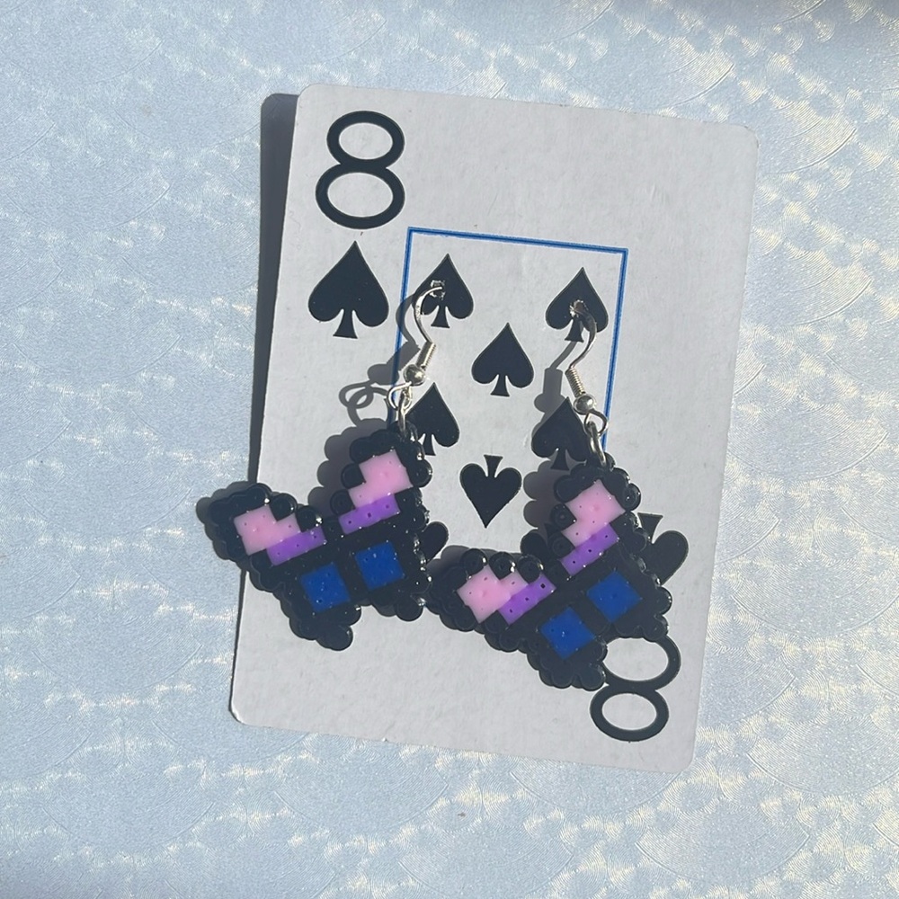 Bisexual Flag Butterfly Earrings | Handmade Mini Perler Bead Earrings | PRIDE